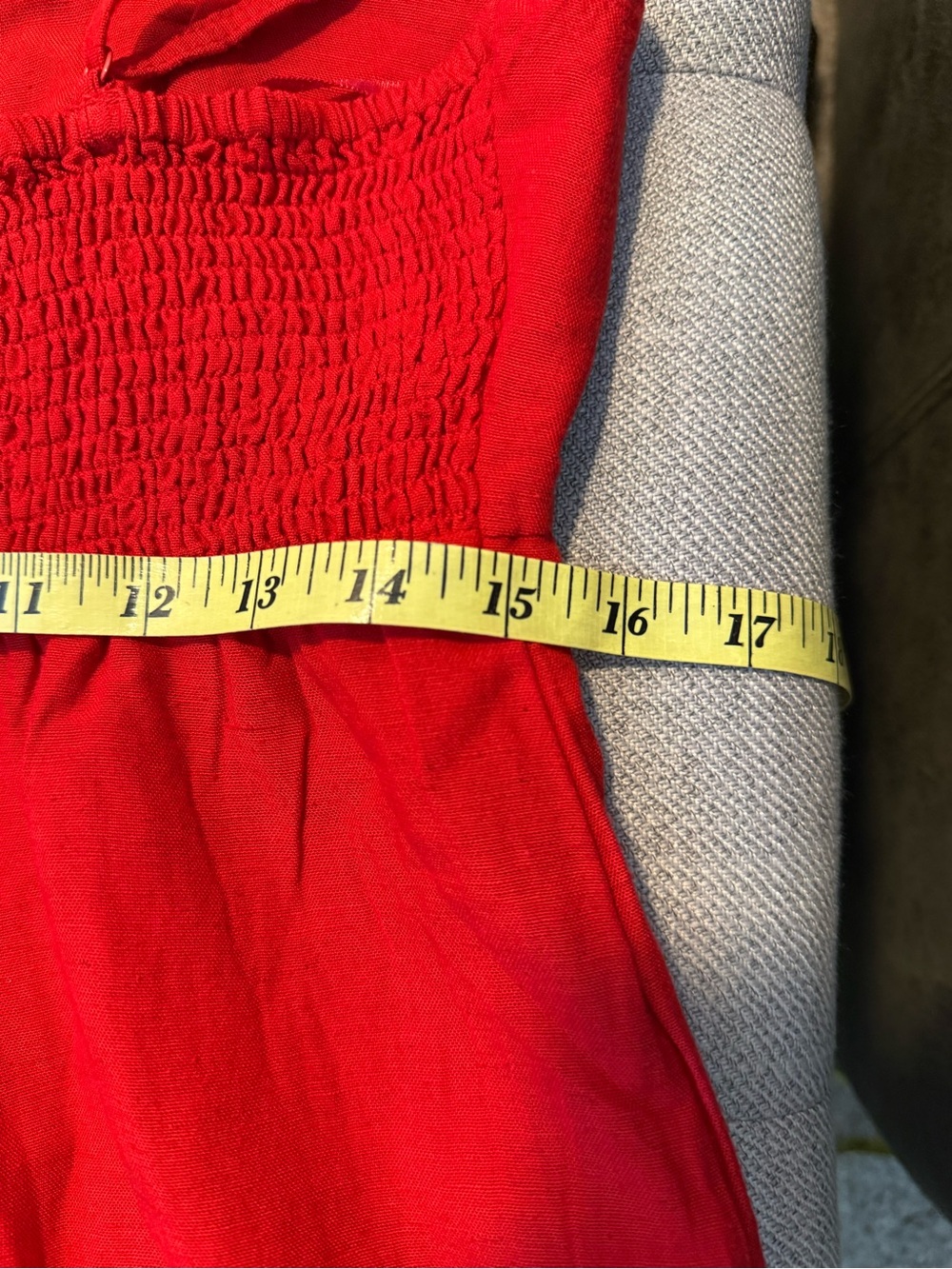 Sleeveless Red Linen-Blend Mini Dress with Spaghetti Straps - Picture 5 of 6